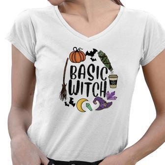 Halloween Witch Vibes Basic Witch Custom Women V-Neck T-Shirt - Seseable