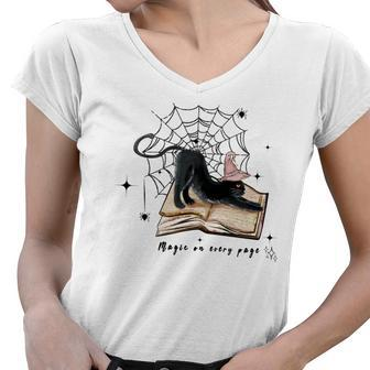 Hallowen Be Magical Witch Magic On Every Page Women V-Neck T-Shirt - Seseable