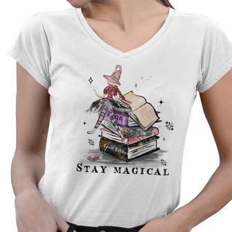 Hallowen Be Magical Witch Stay Magical Women V-Neck T-Shirt - Seseable