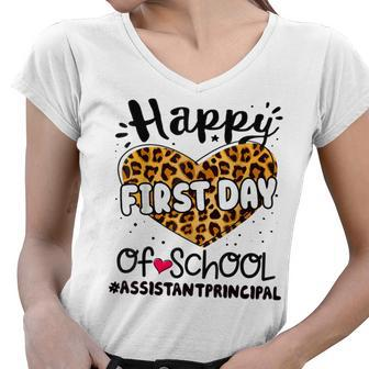 Happy First Day Of School Assistant Principal Back 100 Days  Women V-Neck T-Shirt