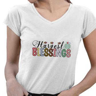 Harvest Blessings Farm Fall Women V-Neck T-Shirt - Seseable