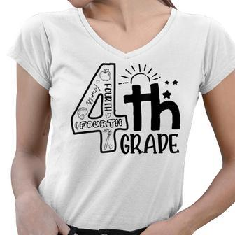 Hello 4Th Grade Teacher Boys And Team Fourth Grade Girls V2 Women V-Neck T-Shirt - Seseable