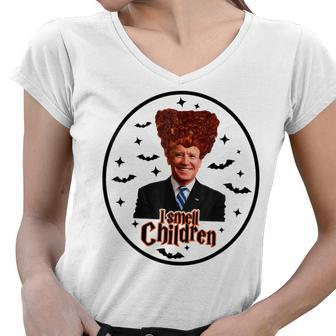 I-Smell-Children Anti-Joe Biden Funny Witches Halloween 2022 Women V-Neck T-Shirt - Thegiftio UK