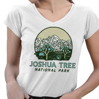 Joshua Tree National Park Vintage Mountains & Trees Sketch Women V-Neck T-Shirt - Seseable
