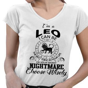 Leo Zodiac Sign Funny Horoscope Lion Birthday Party Costume Women V-Neck T-Shirt - Seseable