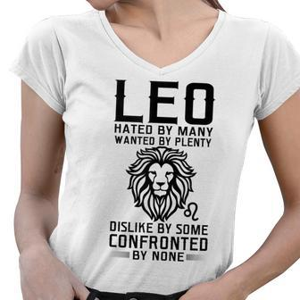 Lion Graphic Art July August Birthday Gifts Leo Zodiac Sign Women V-Neck T-Shirt - Seseable