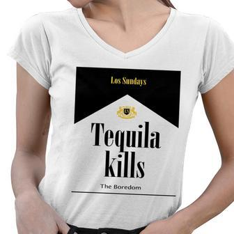 Los Sundays Tequila Kills The Boredom Sunday Club V2 Women V-Neck T-Shirt - Monsterry