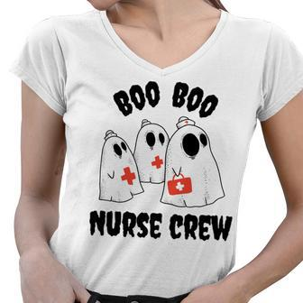 Nurse Halloween Boo Boo Crew Cute Ghosts Pediatric Rn Sweatshirt Women V-Neck T-Shirt - Thegiftio UK