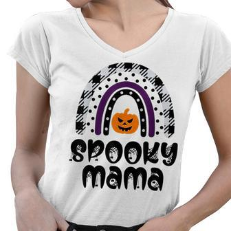 One Spooky Mama Funny Family Halloween Costume Matching Gift Women V-Neck T-Shirt - Seseable
