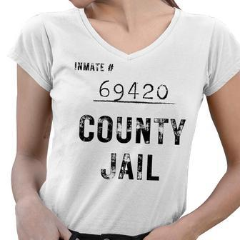 Orange County Jail Halloween | Easy Prisoner 069420 Costume Women V-Neck T-Shirt - Thegiftio UK