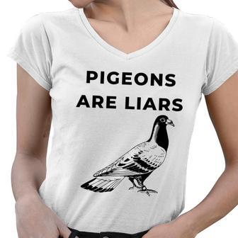 Pigeons Are Liars Tshirt Women V-Neck T-Shirt - Monsterry