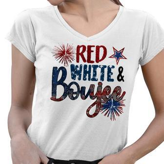 Red White And Boujee 4Th Of July Fourth Of July Vintage Women V-Neck T-Shirt - Seseable
