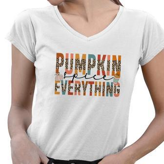 Retro Pumplin Spice Everything Fall Gift Women V-Neck T-Shirt - Seseable