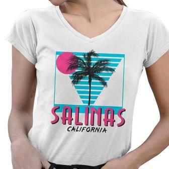 Salinas California Retro Ca Cool Women V-Neck T-Shirt | Mazezy