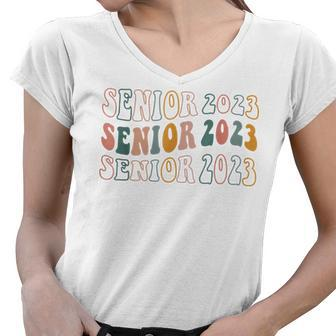 Senior 2023 Retro Class Of 2023 Seniors Graduation 23 Gifts Women V-Neck T-Shirt - Thegiftio UK