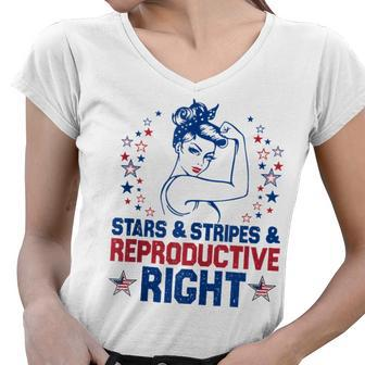 Stars Stripes Reproductive Rights Womens Rights Feminist Women V-Neck T-Shirt - Thegiftio UK