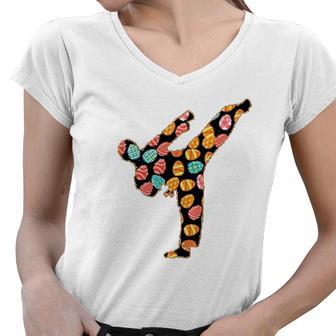 Taekwondo Colorful Easter Eggs Gift Women V-Neck T-Shirt - Thegiftio UK