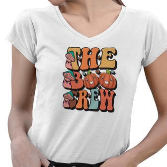 The Boo Crew Groovy Style Fall Women V-Neck T-Shirt | Seseable CA