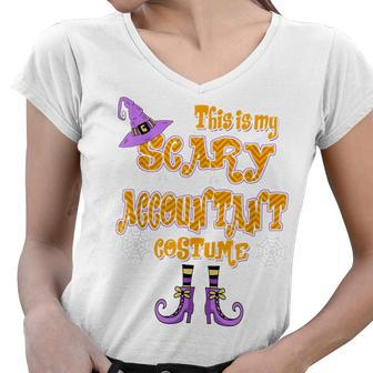 This Is My Scary Accountant Costume Halloween Women V-Neck T-Shirt - Thegiftio UK