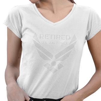 Us Air Force Retired Gift Women V-Neck T-Shirt - Monsterry UK