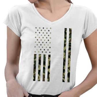 Va Nurse Army Usa Flag Women V-Neck T-Shirt - Monsterry