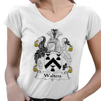 Walters Coat Of Arms &8211 Family Crest Women V-Neck T-Shirt | Mazezy