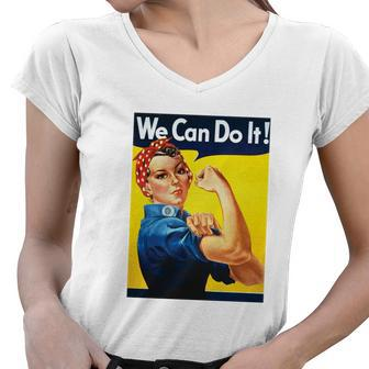 We Can Do It Rosie The Riveter Feminist Women V-Neck T-Shirt - Monsterry DE