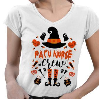 Witch Pacu Nurse Crew Costume Halloween Witch Broom Costume Women V-Neck T-Shirt - Thegiftio UK