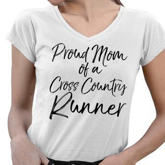 Womens High School Mom Run Gift Proud Mom Of A Cross Country Runner Women V-Neck T-Shirt - Thegiftio UK