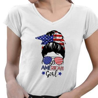 American Girl 4Th Of July V2 Women V-Neck T-Shirt - Monsterry