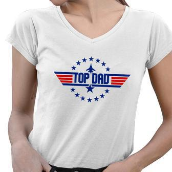 Mens Gift From Kids Top Dad Fathers Day Women V-Neck T-Shirt - Monsterry