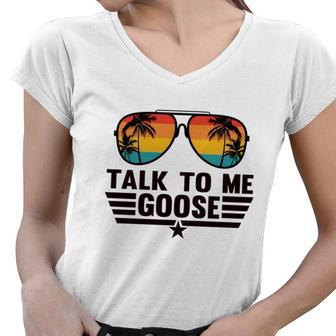 Talk To Me Goose Women V-Neck T-Shirt - Monsterry