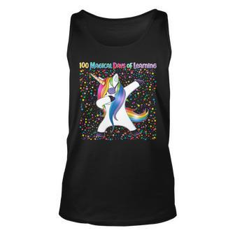 100 Magical Days Of Learning Dabbing Unicorn Graphic Design Printed Casual Daily Basic Unisex Tank Top
