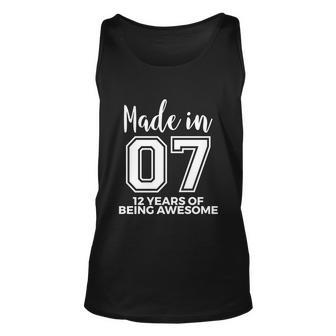 12Th Birthday Born In 2007 Awesome 12 Year Old Gift Meaningful Gift Unisex Tank Top - Thegiftio UK