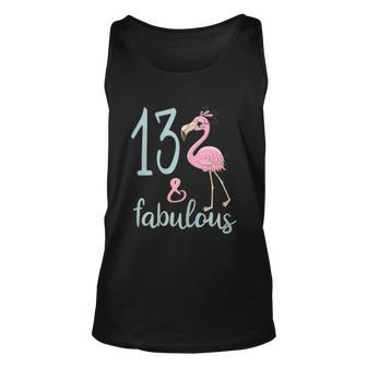 13Th Birthday Flamingo Outfit Girls 13 Year Old Bday Unisex Tank Top - Monsterry