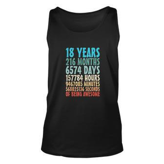 18 Years Of Being Awesome 18 Yr Old 18Th Birthday Countdown Men Women Tank Top Graphic Print Unisex - Thegiftio UK
