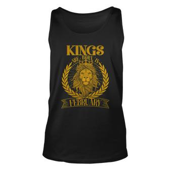 Vintage Lion Kings Are Born In February Graphic Design Printed Casual Daily Basic Unisex Tank Top