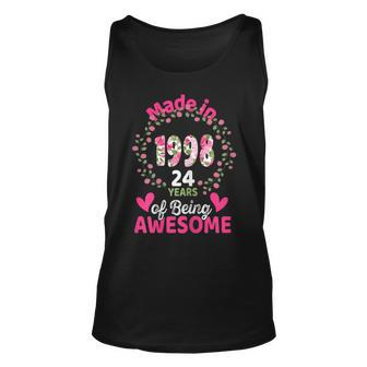 24 Years Old 24Th Birthday Born In 1998 Women Girls Floral Unisex Tank Top - Seseable