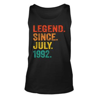 30Th Birthday Legend Since July 1992 30 Years Old Vintage Unisex Tank Top - Seseable