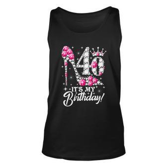 40 Years Old Its My 40Th Cool Gift Birthday Funny Pink Diamond Shoes Gift Unisex Tank Top - Monsterry CA
