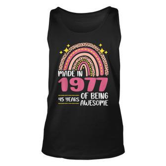 45 Years Old 45Th Birthday Born In 1977 Women Girls Floral Unisex Tank Top - Seseable