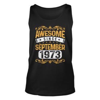 49 Years Old Gift 49Th Birthday Awesome Since September 1973 Men Women Tank Top Graphic Print Unisex - Thegiftio