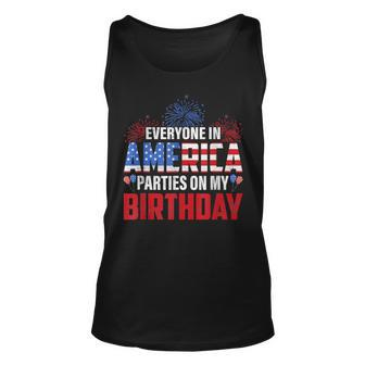 4Th Of July Birthday Funny Bday Born On 4Th Of July Unisex Tank Top - Seseable