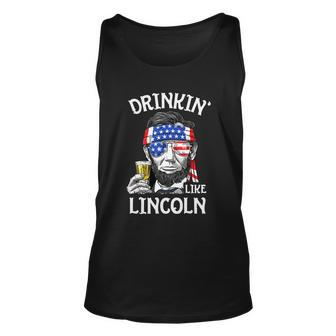 4Th Of July Drinking Like Lincoln Abraham Unisex Tank Top - Monsterry