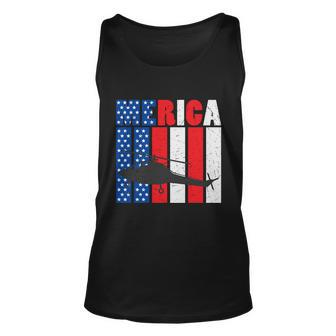 4Th Of July Helicopter American Flag Proud American Unisex Tank Top - Thegiftio UK