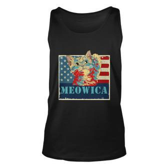 4Th Of July Meowica Cat Us Flag Cat Lover Unisex Tank Top - Monsterry