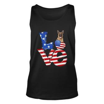 4Th Of July Patriotic Love German Shepherd American Flag Gift Unisex Tank Top - Monsterry AU