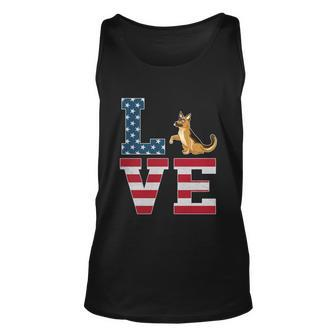 4Th Of July Patriotic Love German Shepherd Dog American Flag Gift Unisex Tank Top - Monsterry DE