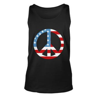 4Th Of July Peace Sign American Flag Unisex Tank Top - Monsterry AU