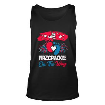 4Th Of July Pregnancy Meaningful Gift Lil Firecracker On The Way Great Gift Unisex Tank Top - Monsterry